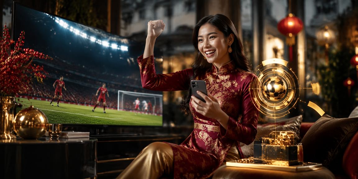 Người dùng tại Hà Nội xem kèo bóng đá và đặt cược trực tuyến qua điện thoại trong tà áo dài