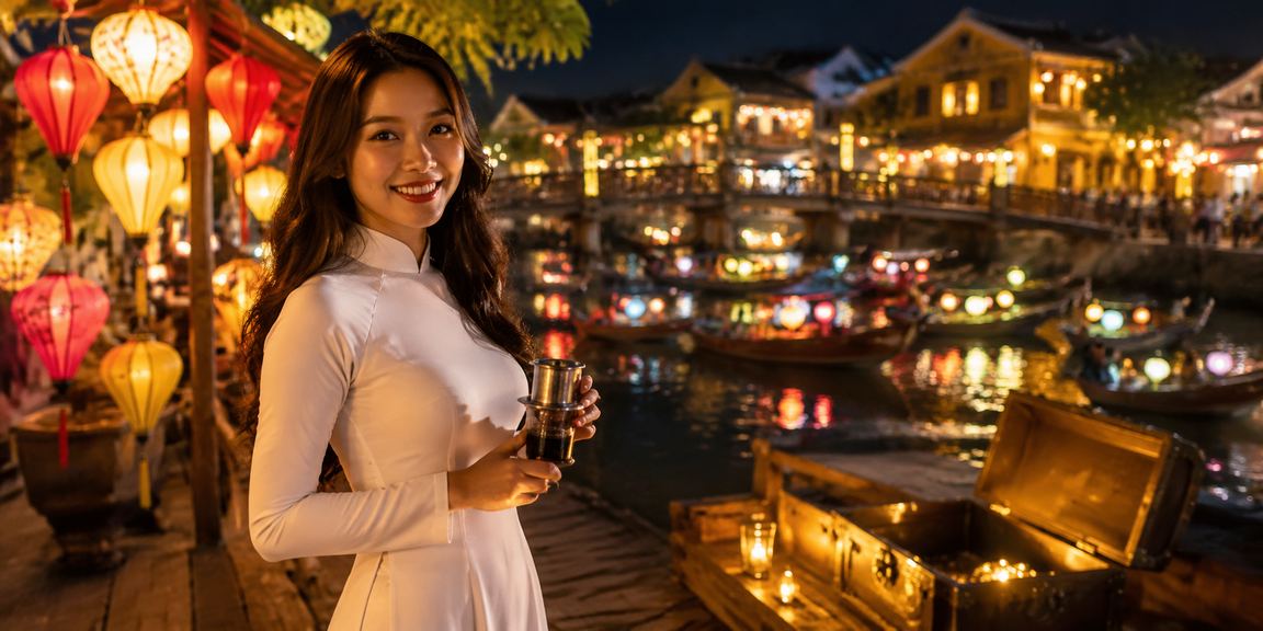 Bàn baccarat tại không gian cà phê Hội An phong cách cao cấp