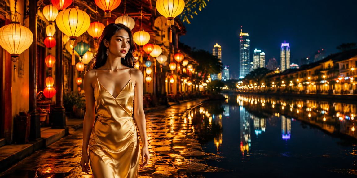 Người chơi sử dụng ứng dụng cá cược tại chợ đêm Hội An về đêm