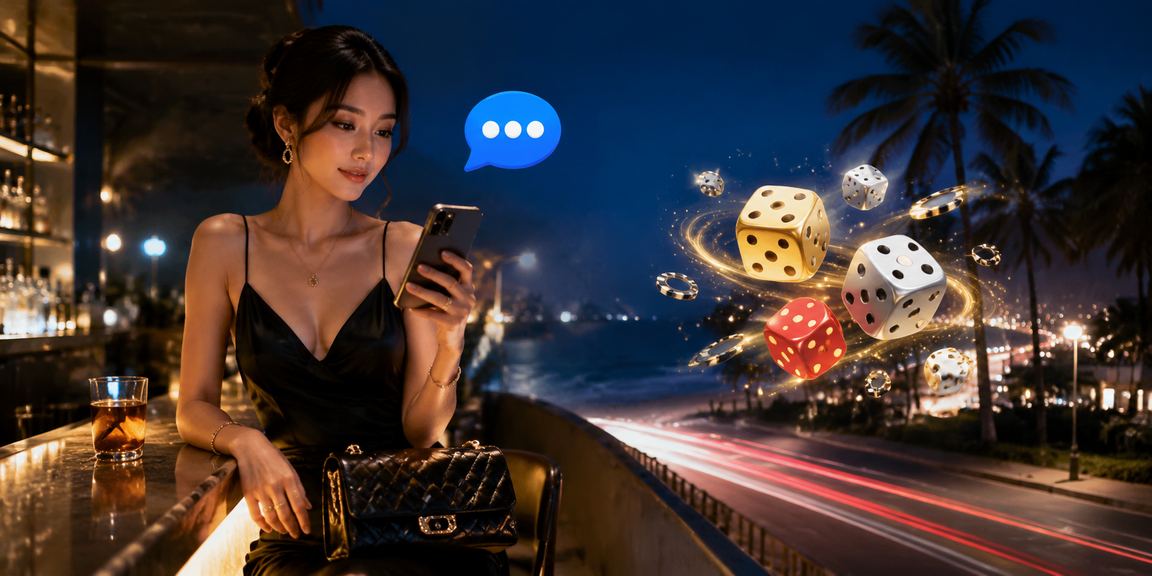 Cảnh biển Mũi Né với bộ xúc xắc tài xỉu – hình ảnh đặc trưng giải trí ven biển miền Trung Việt Nam